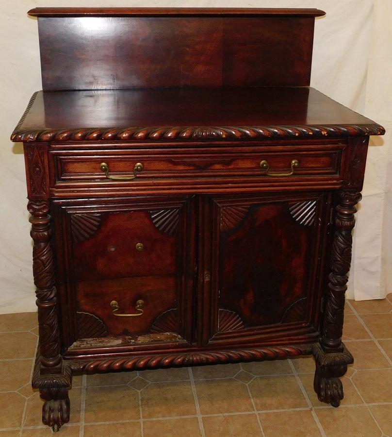 Mahogany Carved Empire Wash Stand: Mahogany Carved Empire Wash Stand. 32" W 18 3/4" D 39 1/4" H