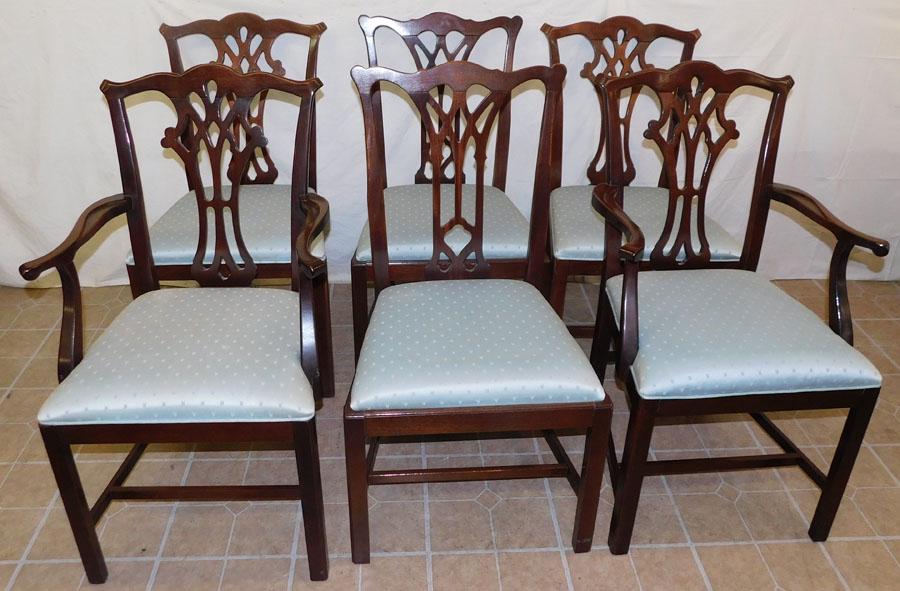 Set 6 Mahogany Chippendale Style Chairs: Set 6 Mahogany Chippendale Style Chairs. 38 1/2" H