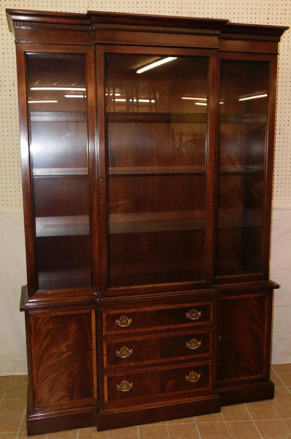 Mahogany Inlaid China Cabinet By Hickory: Mahogany Inlaid China Cabinet By Hickory. 54" W 16" D 79 3/4" H