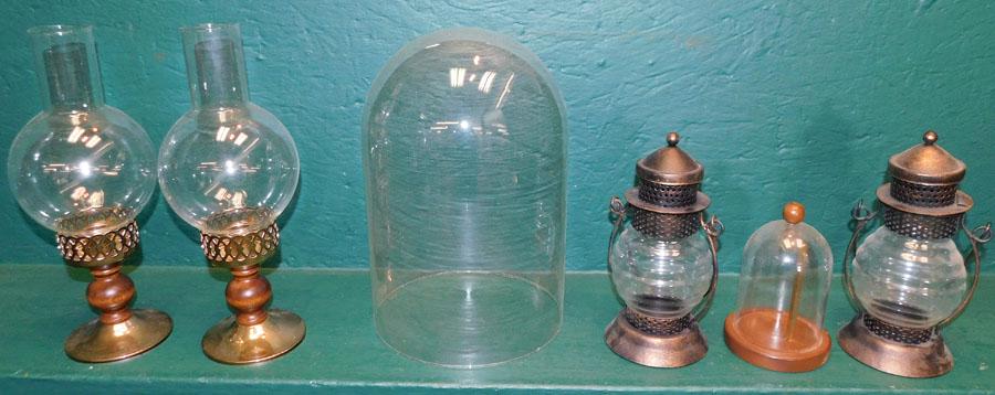 Candle Sticks -- Lantern --Pocket Watch Holder-- Clock: Candle Sticks -- Lantern --Pocket Watch Holder-- Clock Dome. 12" H (Dome)