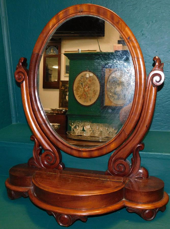 Antique Mahogany Shaving Mirror: Antique Mahogany Shaving Mirror. 22 1/2" W 9 1/2" D 24" H