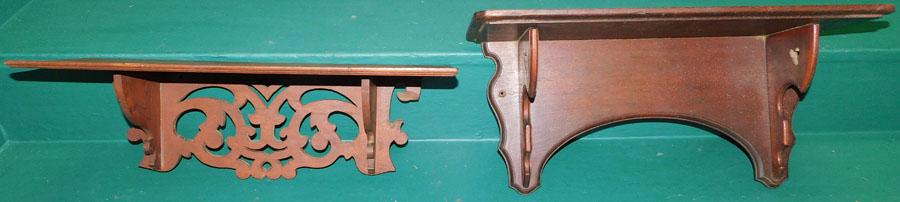 Two Walnut Victorian Wall Shelfs: Two Walnut Victorian Wall Shelfs. 19 1/4" W 7" D 8 1/2" H (Largest)