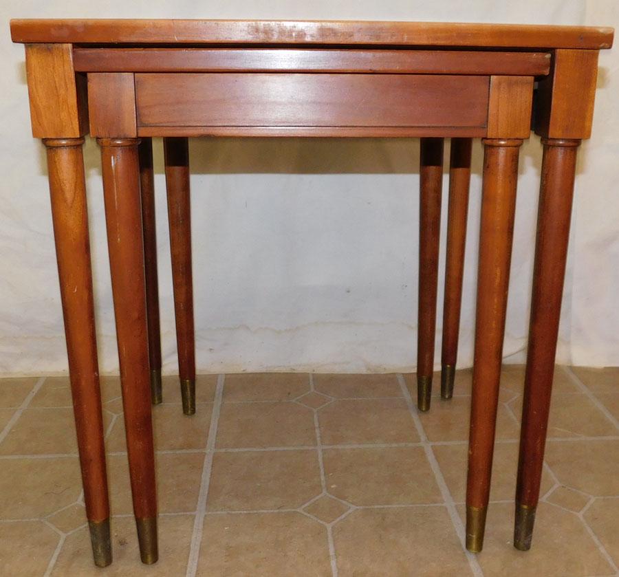 Two Cherry Mid-Century Modern Nesting Tables: Two Cherry Mid-Century Modern Nesting Tables. 21" W 18" D 22 1/4" H