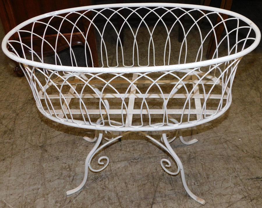 Wrought Iron Plant Stand: Wrought Iron Plant Stand. 26" W 15 1/2" D 21" H