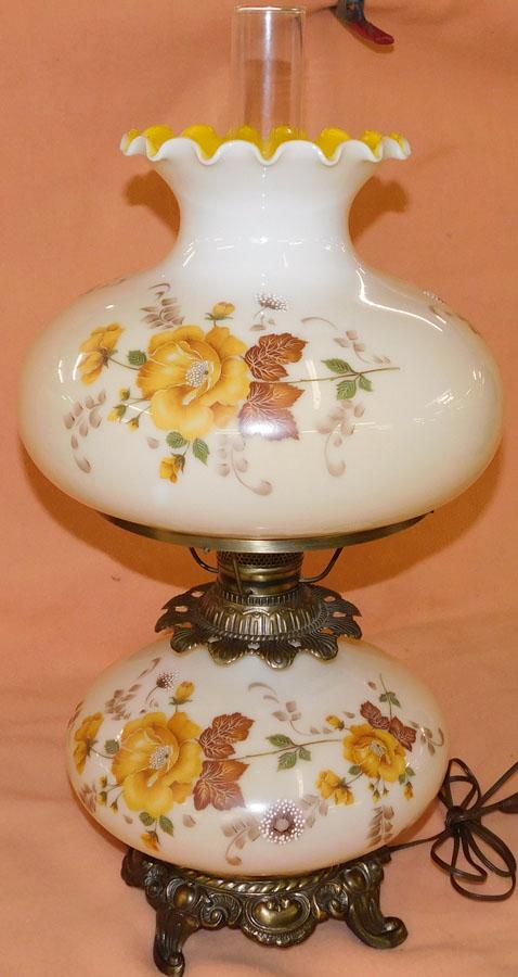 Contemporary Paint Decorated Gone With The Wind Lamp: Contemporary Paint Decorated Gone With The Wind Lamp. 27" H