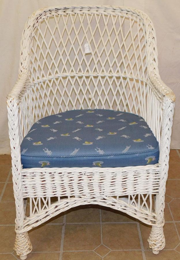 Antique Wicker Arm Chair: Antique Wicker Arm Chair. 31 1/2" H