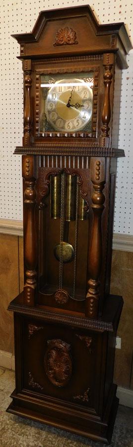 German Walnut Grandfather Clock: German Walnut Grandfather Clock. 79 1/2" H
