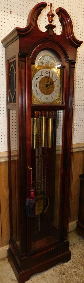 Cherry Grandfather Clock By Howard Miller: Cherry Grandfather Clock By Howard Miller. 84 1/2" H