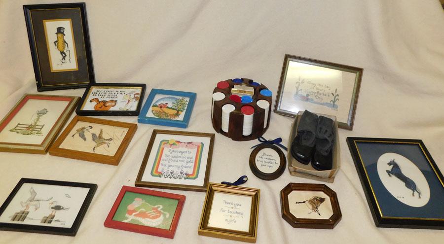 Poker Chips -- Small Framed Needlework's -- Misc.: Poker Chips -- Small Framed Needlework's -- Misc. Housewares. 9 1/4" X 11 1/4" (Needlework's)