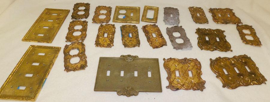 Lot Metal & Brass Outlet Plates: Lot Metal & Brass Outlet Plates.