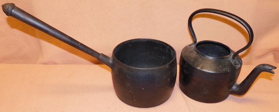 Cast Iron Kettle & Pot: Cast Iron Kettle & Pot. 18 1/2" Long (Pot)
