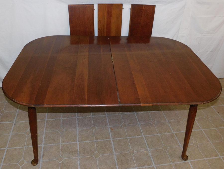 Cherry QA Dining Table W/ 3 Leaves By PA House: Cherry Queen Anne Dining Table W/ 3 Leaves By PA House. 77" W 37 1/2" D 29 1/4" H