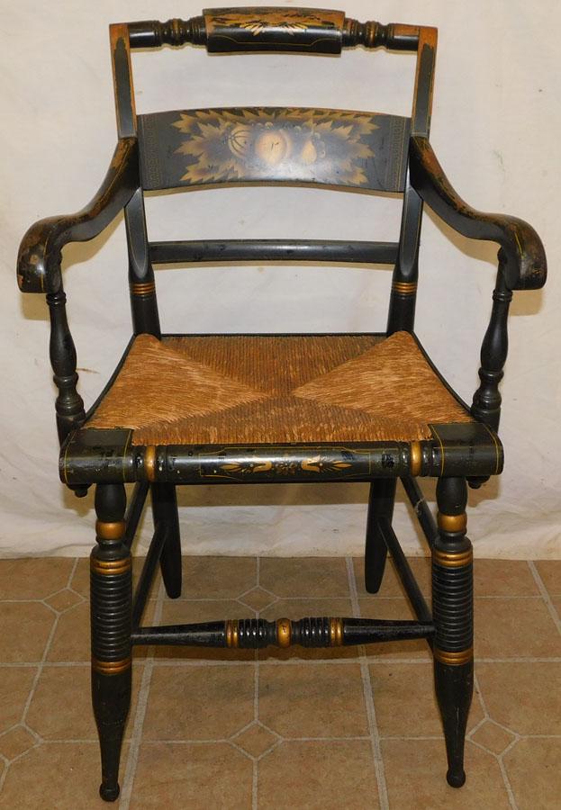 Hitchcock Rush Bottom Arm Chair: Hitchcock Rush Bottom Arm Chair . 34" H