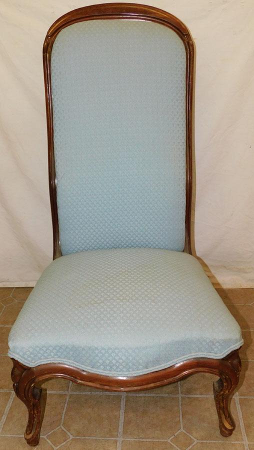 Victorian Rosewood Upholstered Slipper Chair: Victorian Rosewood Upholstered Slipper Chair. 38" H