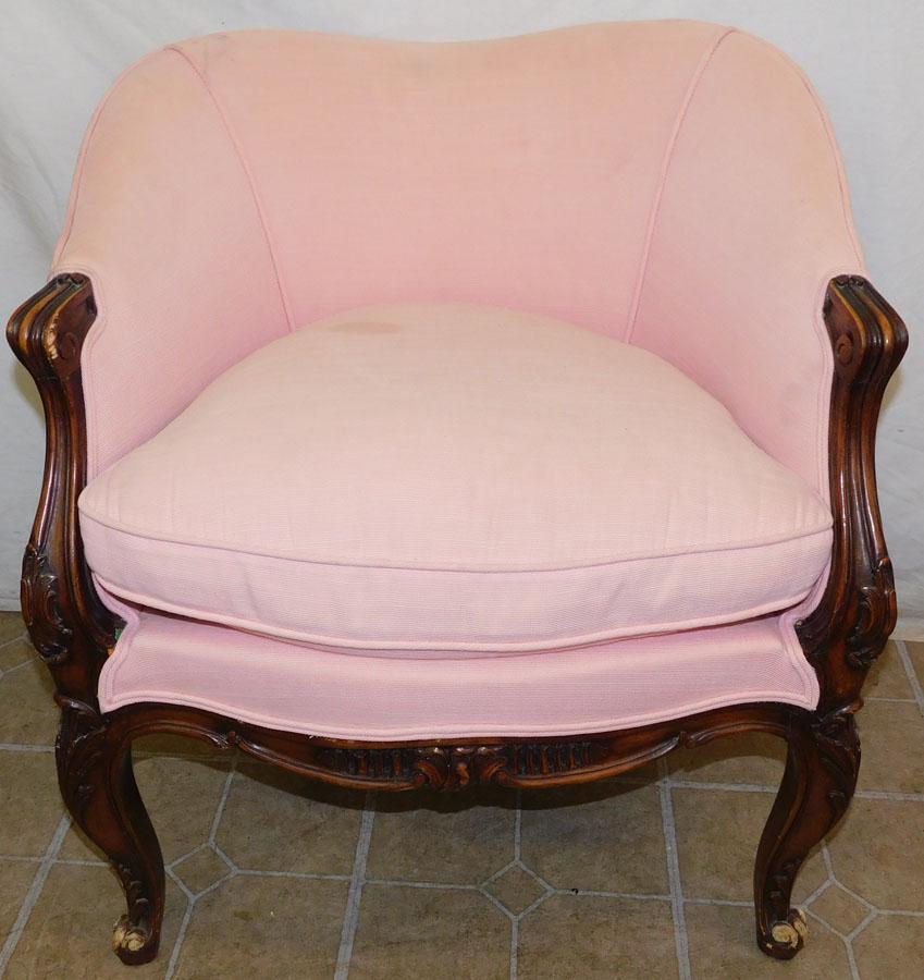 Walnut Carved Arm Chair: Walnut Carved Arm Chair. 28" H
