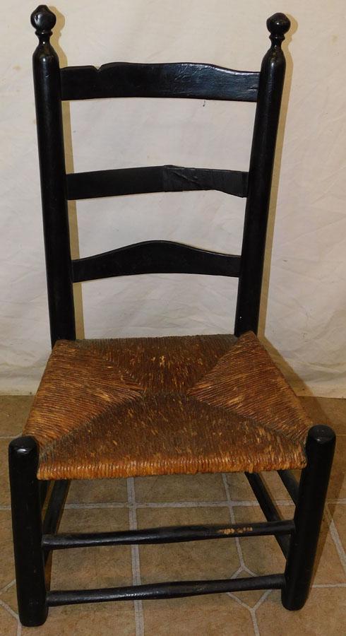Antique Painted Rush Bottom Childs Chair: Antique Painted Rush Bottom Childs Chair. 27" H