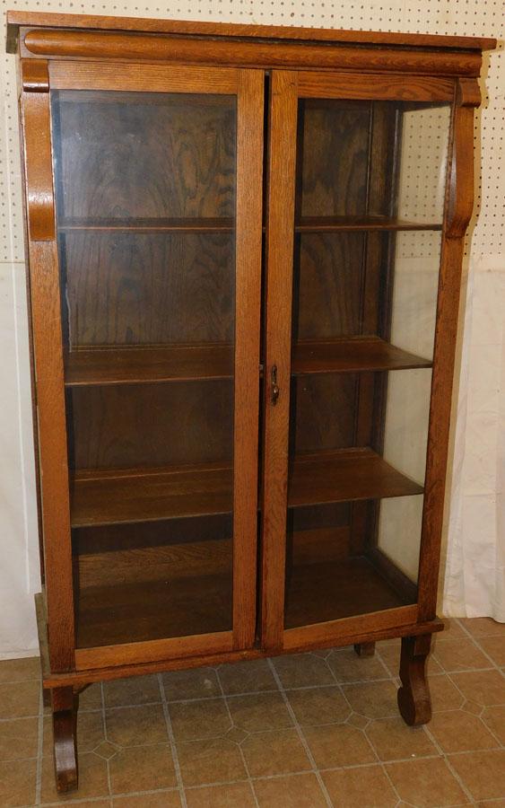 Antique Oak China Cabinet: Antique Oak China Cabinet. 36" W 15 1/2" D 61 1/4" H