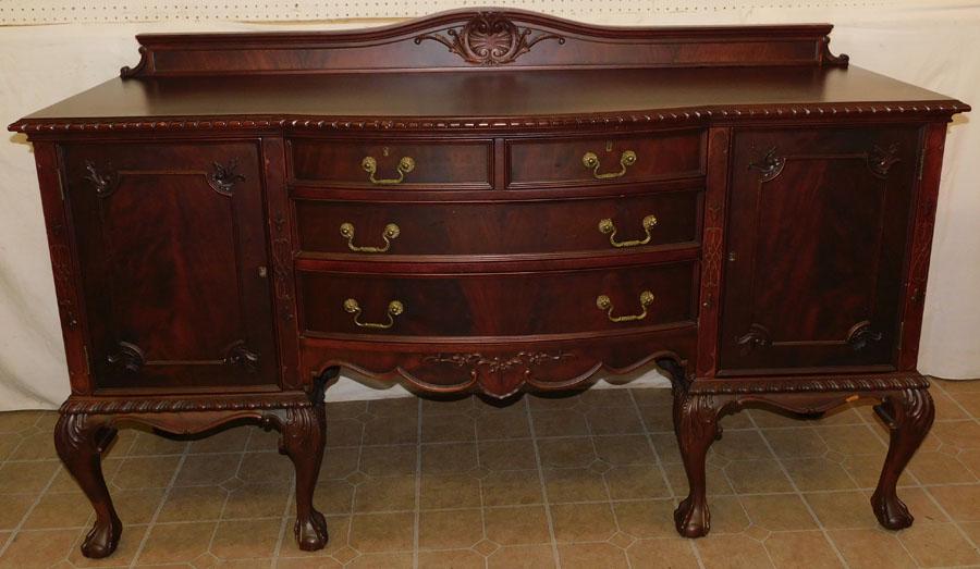 Mahog Carved Ball & Claw Chippendale Sideboard: Mahogany Carved Ball & Claw Chippendale Side Board. 72 1/2" W 25" D 44 3/4" H