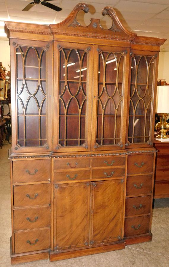 Mahogany Break Front W/ Butlers Drawer: Mahogany Break Front W/ Butlers Drawer. 54" W 14" D 85" H