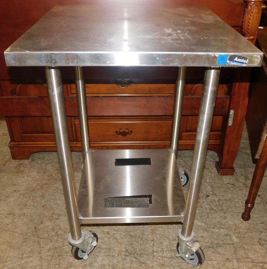 Stainless Steel Work Table On Wheels: Stainless Steel Work Table On Wheels. 24" W 24" D 36 1/2" H