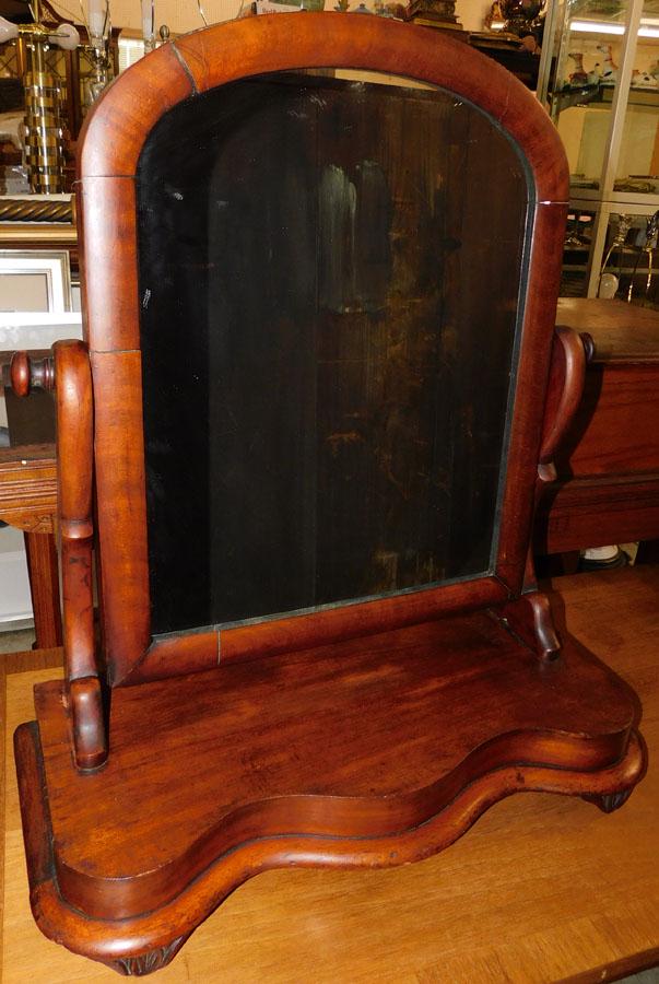 Antique Mahogany Empire Shaving Mirror: Antique Mahogany Empire Shaving Mirror. 21 1/2" W 9 1/2" D 24 1/2" H