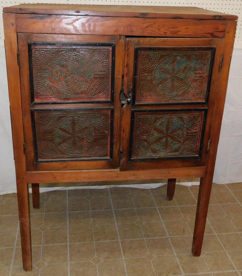 Antique 8 Panel Tin Punch Pie Safe (1 of 6)