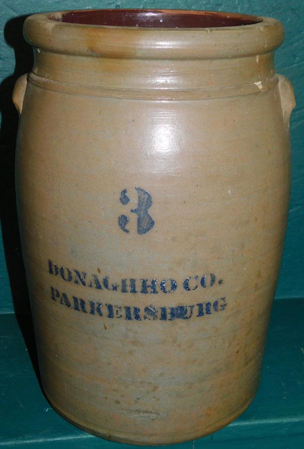 3 Gallon Blue Decorated Stone Ware Crock (1 of 5)