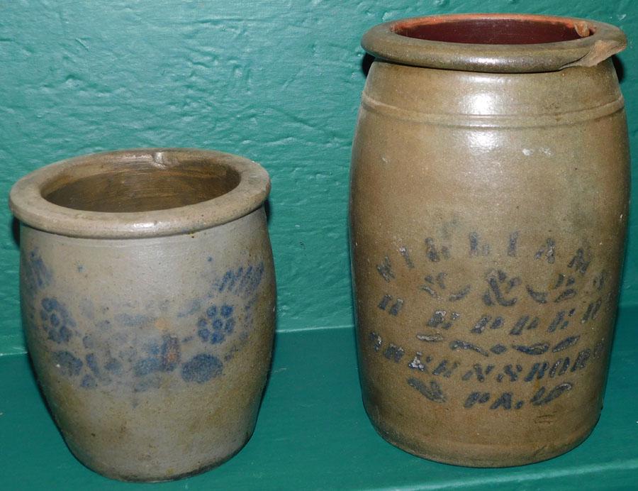Two Blue Decorated Stone Ware Crocks (1 of 5)