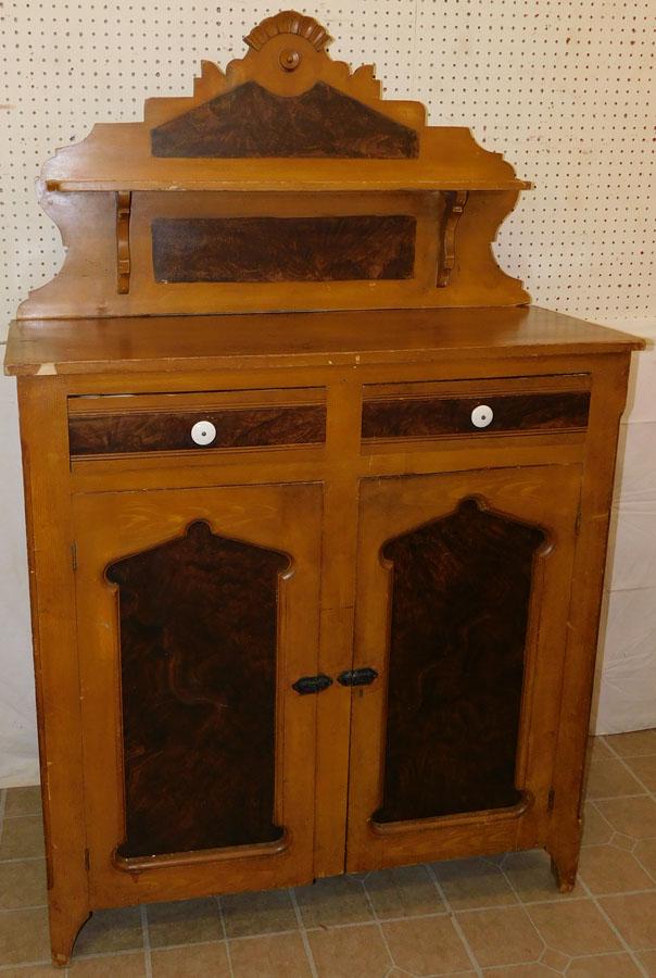 Antique Grain Painted Step Back Cupboard (1 of 4)