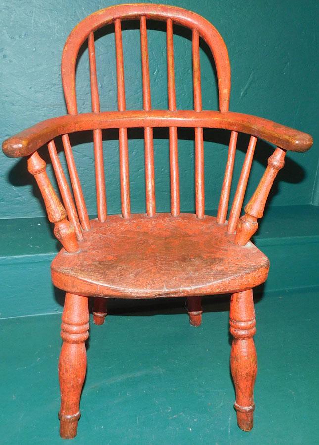 Antique Painted Windsor Childs Arm Chair (1 of 2)