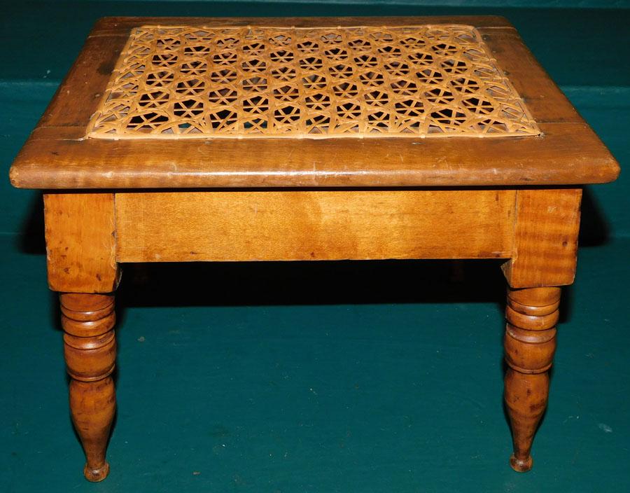 Tiger Maple Cane Top Foot Stool (1 of 3)