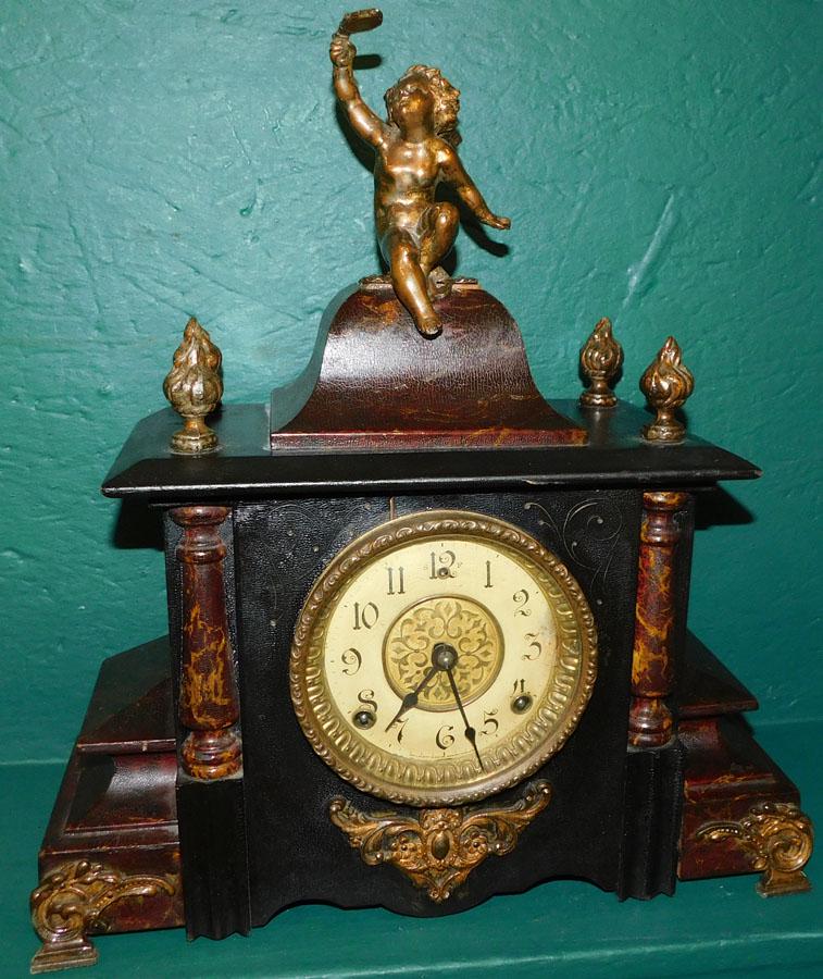 Antique Painted Shelf Clock By Gilbert (1 of 5)