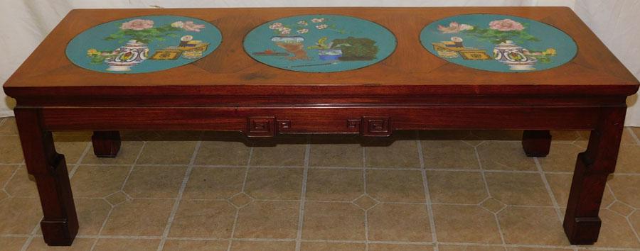 Oriental Rosewood Table W/ Cloisonne Inserts (1 of 7)