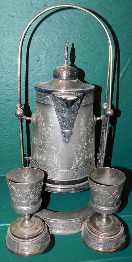 Victorian Silverplated Water Pitcher & 2 Goblets (1 of 4)