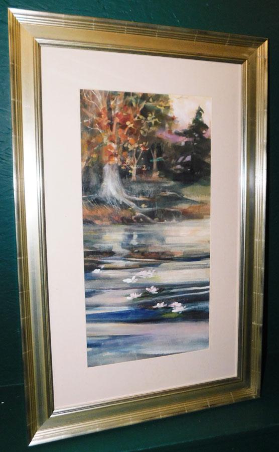 Framed Watercolor Lake Scene Signed (1 of 5)