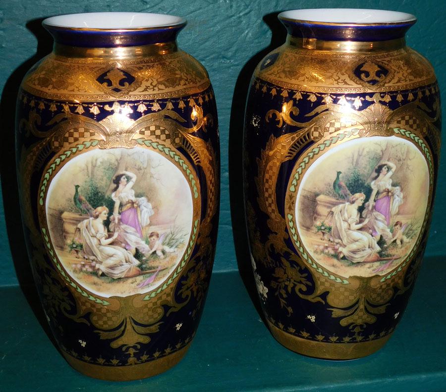 Pair French Porcelain Portrait Vases (1 of 3)
