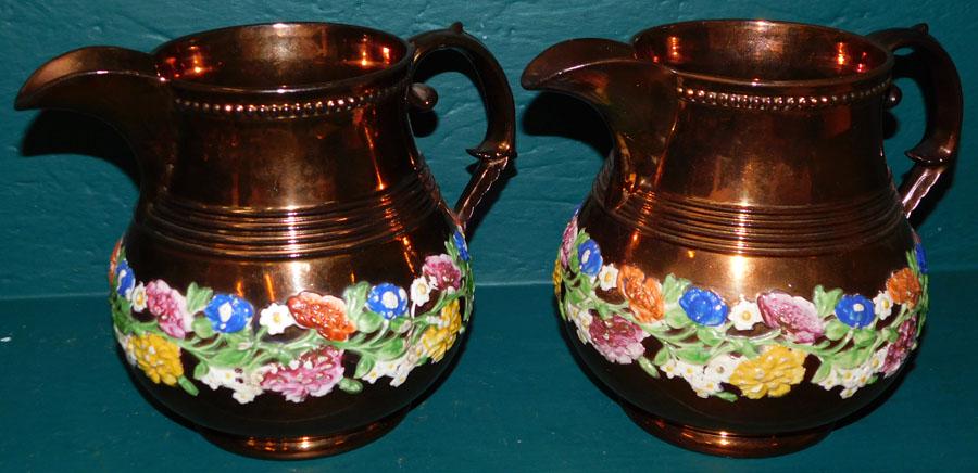 Two Large Copper Luster Pitchers (1 of 4)