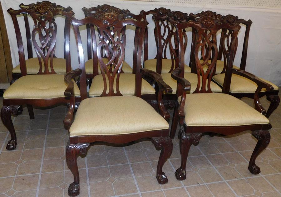 Set 10 Mahogany Chippendale Dining Chairs (1 of 6)