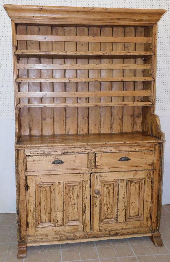 Antique Scrubbed Pine Step Back Cupboard (1 of 9)