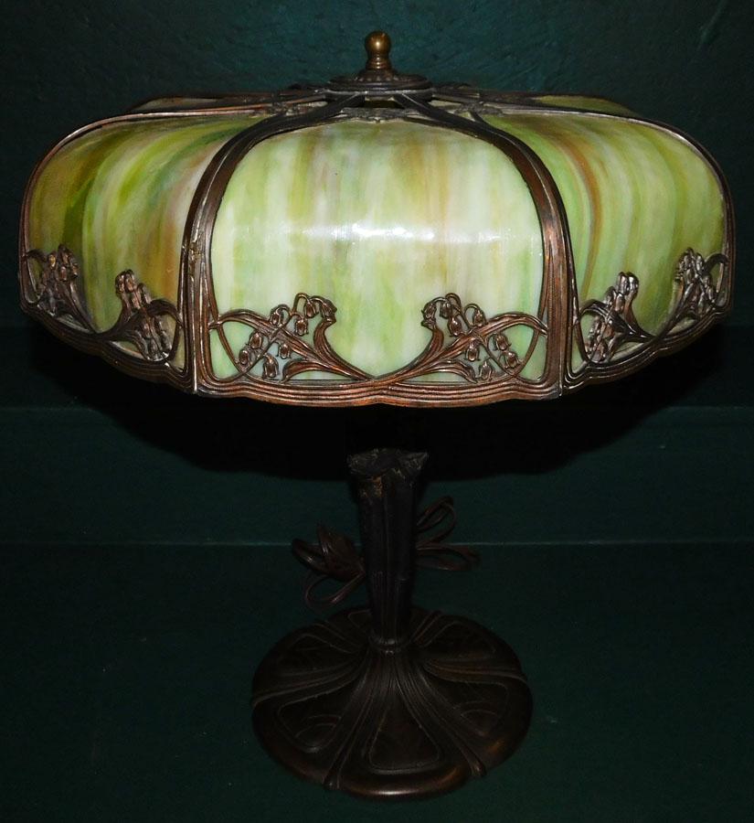 Antique Slag Glass Shade Lamp (1 of 5)