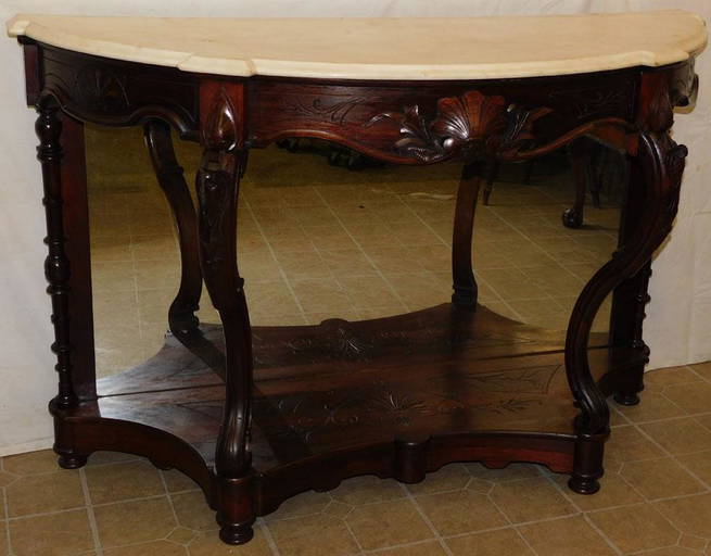 Vict Rosewood Mt Mirror Back Petticoat Table