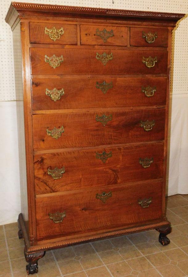 19th C American Walnut 3/5 Chest W/ Claw Feet (1 of 8)