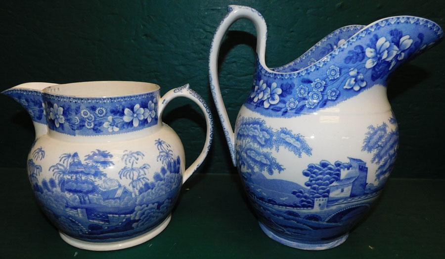 Two Blue & White Transferware Pitchers (1 of 6)