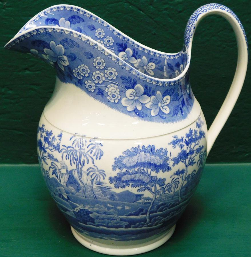 Large Blue & White Transferware Pitcher (1 of 5)