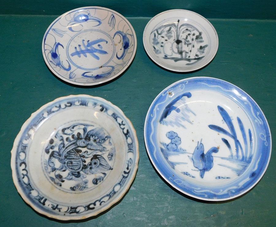Four Oriental Blue & White Plates (1 of 2)