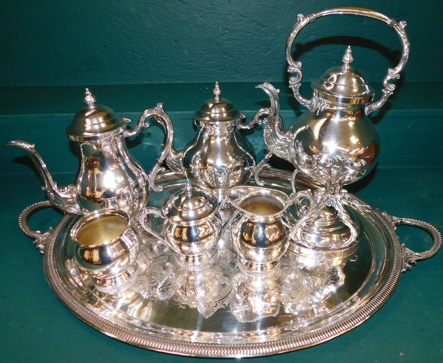 7 Pc Rogers Silver Plate Tea Set (1 of 7)