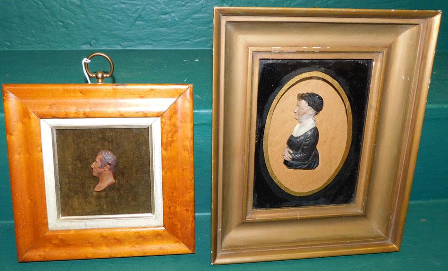 (2) 19th C Framed, Molded & Painted Wax Portraits (1 of 4)