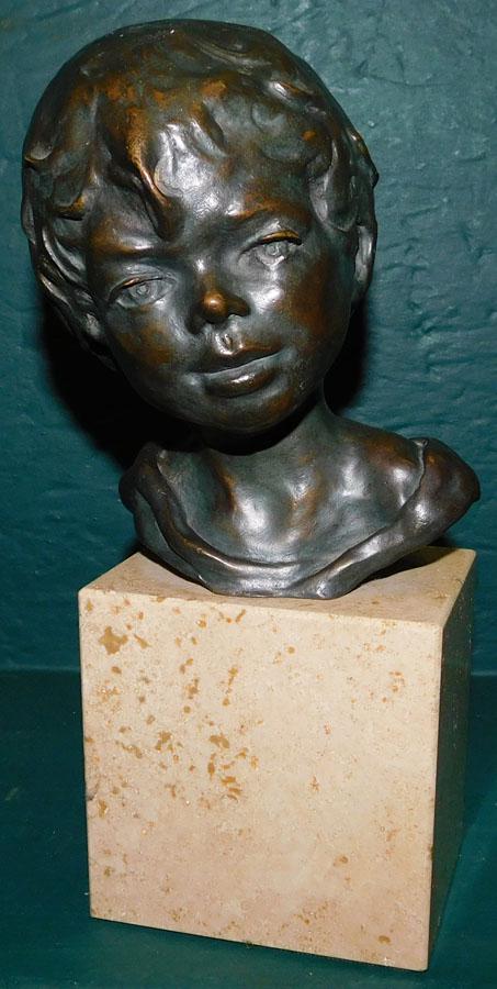 Bronze Bust Of Little Girl On Marble Stand Signed (1 of 5)