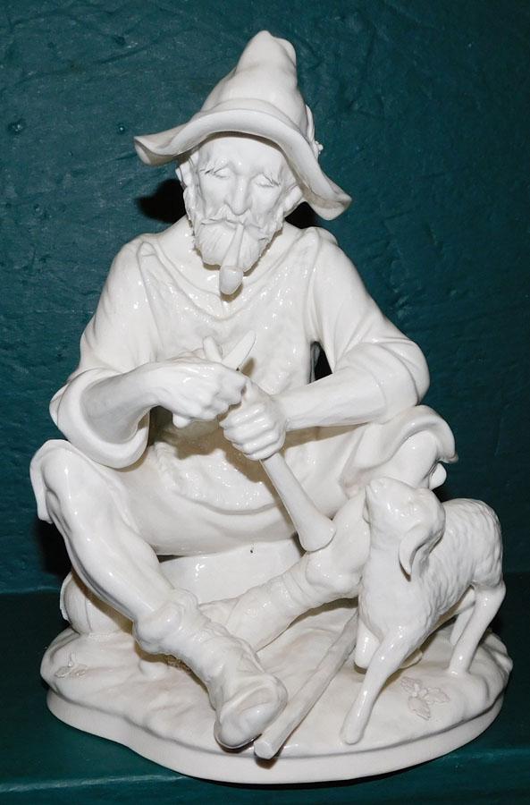 Capodimonte Porcelain Figurine Of A Shepard: Capodimonte Porcelain Figurine Of A Shepard. 10 1/2" H