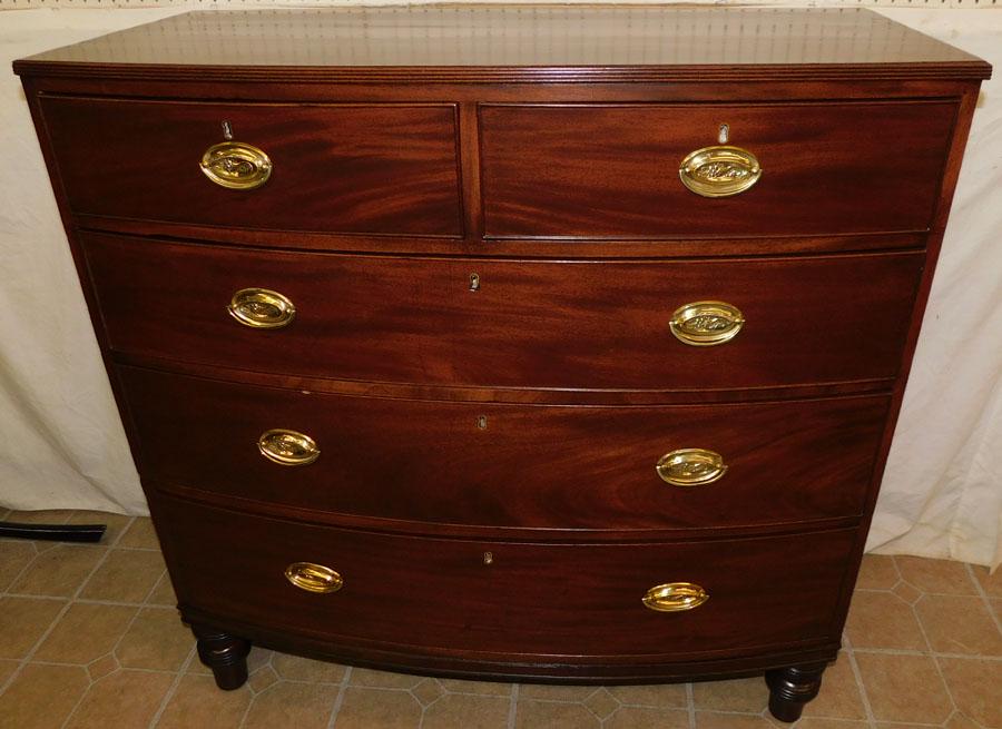19th C Mahogany 2/3 Bow Front Chest (1 of 8)
